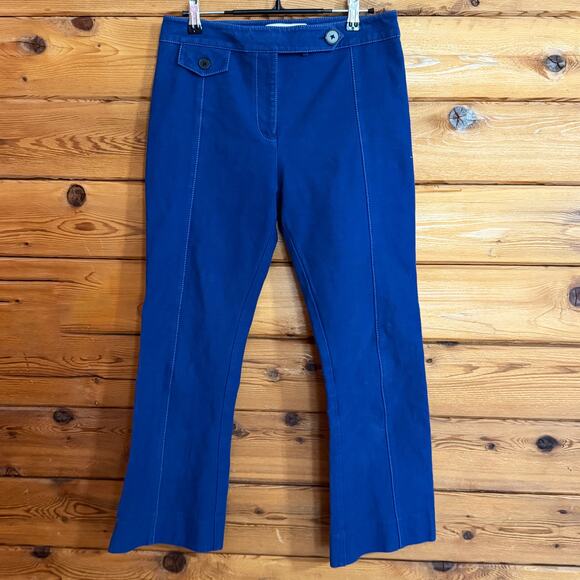 Derek Lam 10 Crosby High Waist Cobalt Pant white stitching Size 4 - Picture 1 of 8